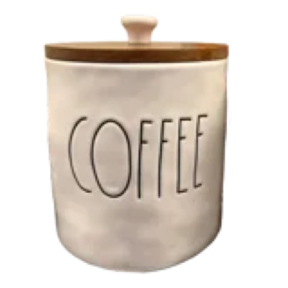 NEW Rae Dunn By Magenta Ceramic Coffee Canister With Wooden Lid